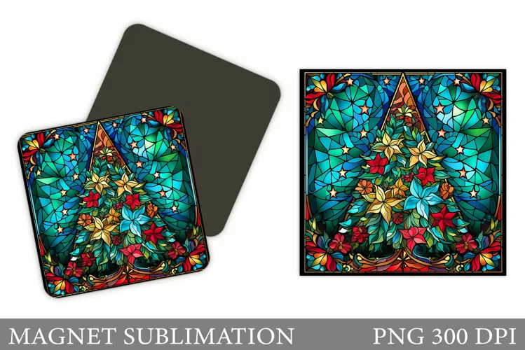 Christmas Tree Keychain. Stained Glass Keychain Design