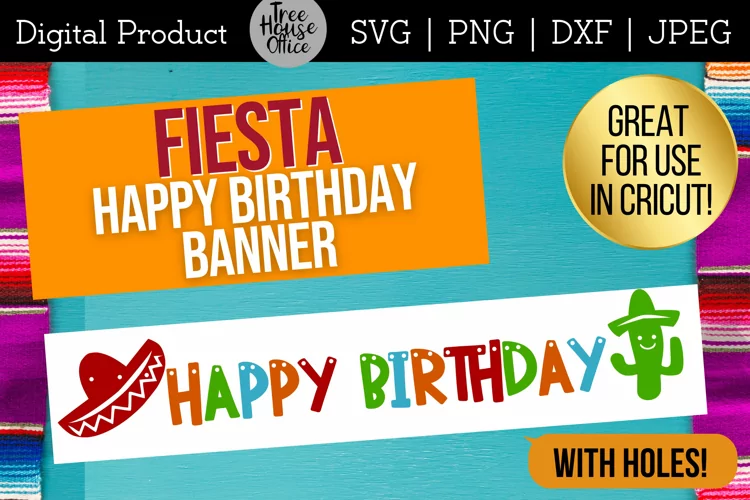Happy Birthday Banner Fiesta SVG, Birthday Party Decor svg