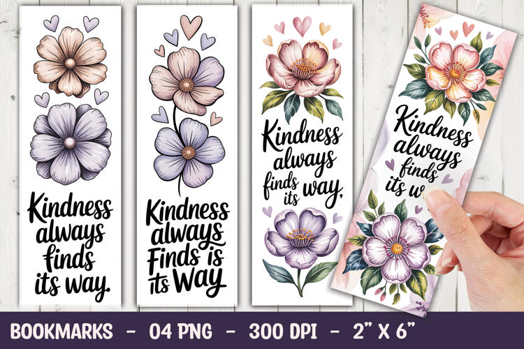 Kindness Floral Bookmark Sublimation