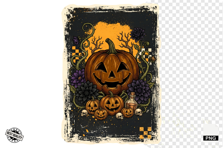Distressed Vintage Halloween Design Clipart