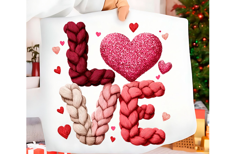 Faux Yarn LOVE Valentine’s Day Png