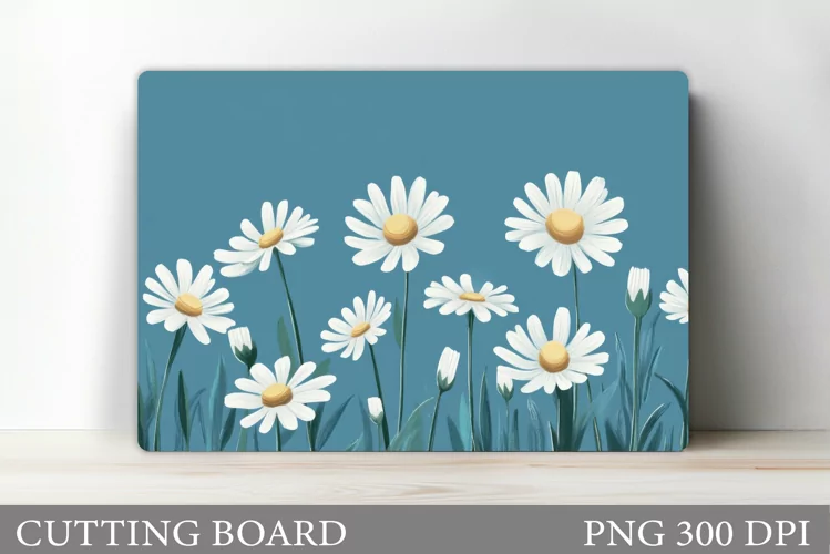 Daisy Flowers Cutting Board. Flowers Kitchen Cutting Design