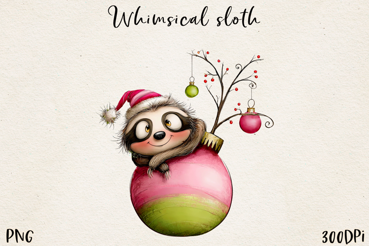 Whimsical Winter Sloths | Cute Cozy Sloth Clipart PNG