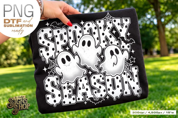 Spooky Season Ghost PNG, Polka Dot DTF example image 1