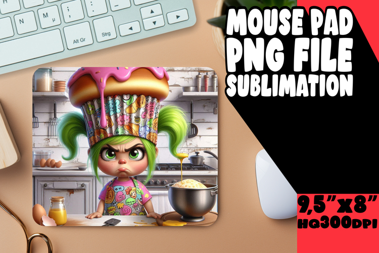 Blissful Mouse Pad Designs PNG, Girl Grumpy