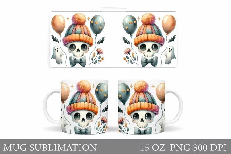 Skeleton Mug Sublimation. Cute Skeleton Sublimation