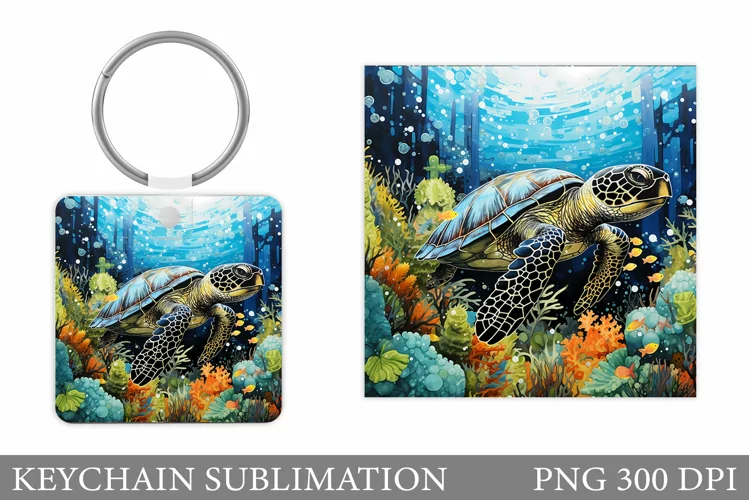 Turtle Keychain Sublimation. Turtle Keychain Design