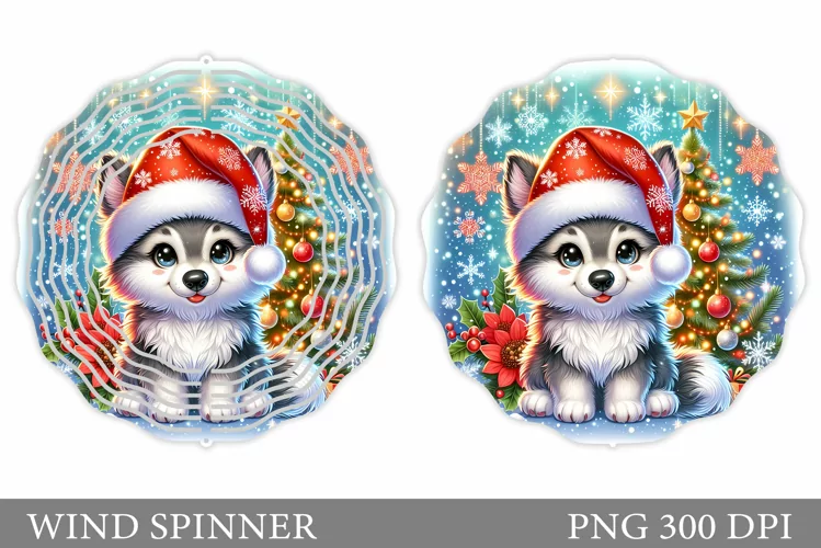 Christmas Wolf Wind Spinner. Christmas Wind Spinner Design