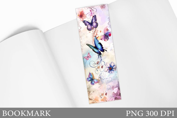 Butterfly Bookmark Sublimation. Flowers Bookmark Design example image 1