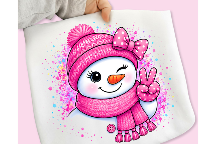 Pink Snowman PNG, Splatter Snowman PNG, Christmas PNG