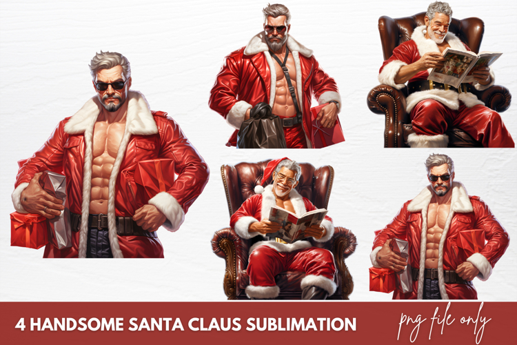 Handsome Santa Claus Clipart Sublimation