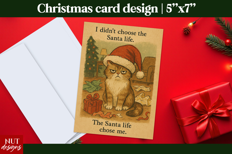 Vintage Christmas Cards Funny Cat Christmas Card Design