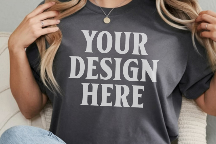 Comfort Colors 1717 Charcoal T-Shirt mockup , CC 1717