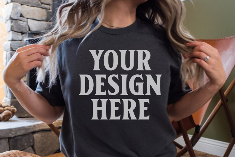 Comfort Colors 1717 Charcoal T-Shirt Mockup