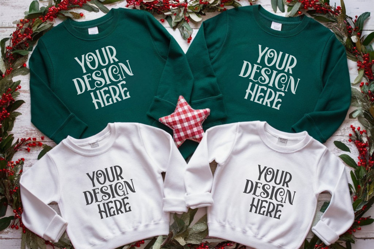 Christmas Family Matching Flat Lay T-Shirt Mockups