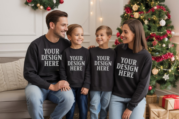 Christmas Family Matching T-Shirt Mockups | Holiday Group