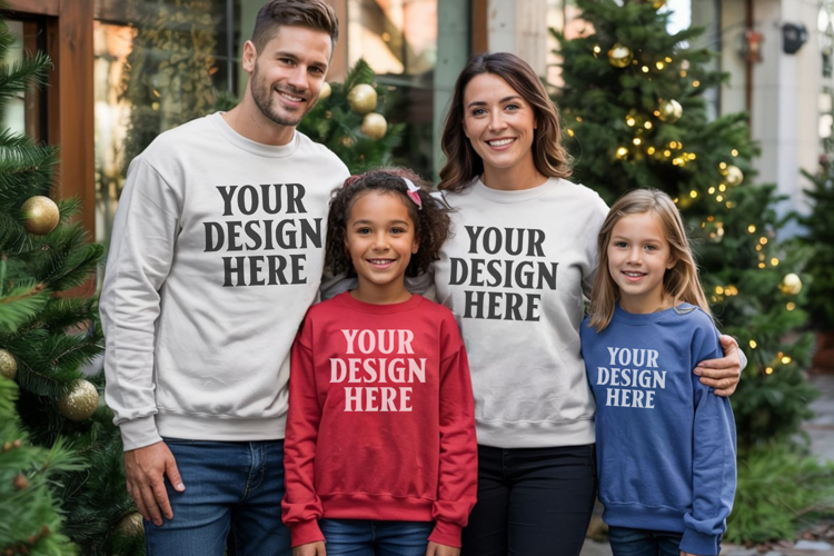 Christmas Family Matching T-Shirt Mockups | Holiday Group