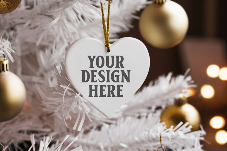 Holiday Love Heart Ornament Mockups | Romantic Christmas Tre