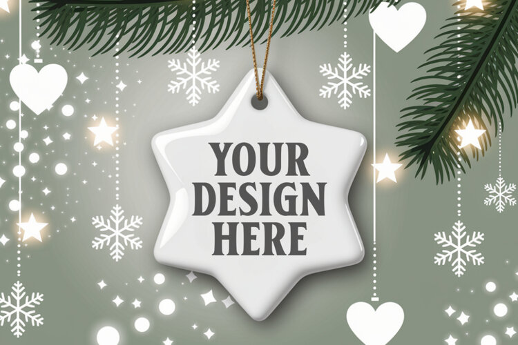 Christmas Star Ceramic Ornaments Mockup example image 1