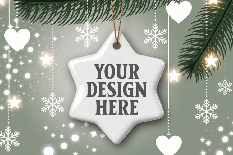 Christmas Star Ceramic Ornaments Mockup