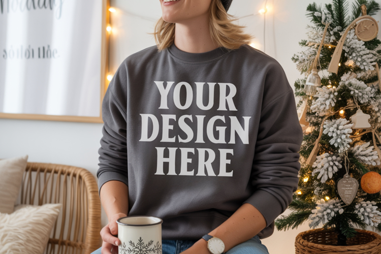 Comfort Colors 1566 Pepper Sweatshirt Mockup | Real Mod