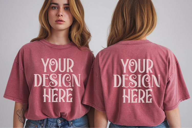 Comfort Colors 1717 Berry Front & back T shirt mockups