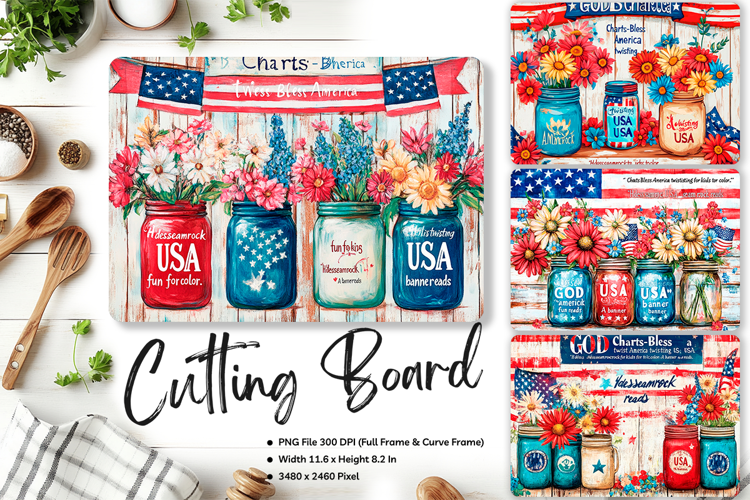 Patriotic Cutting Board USA Flag 4 of July Chopping Board_7