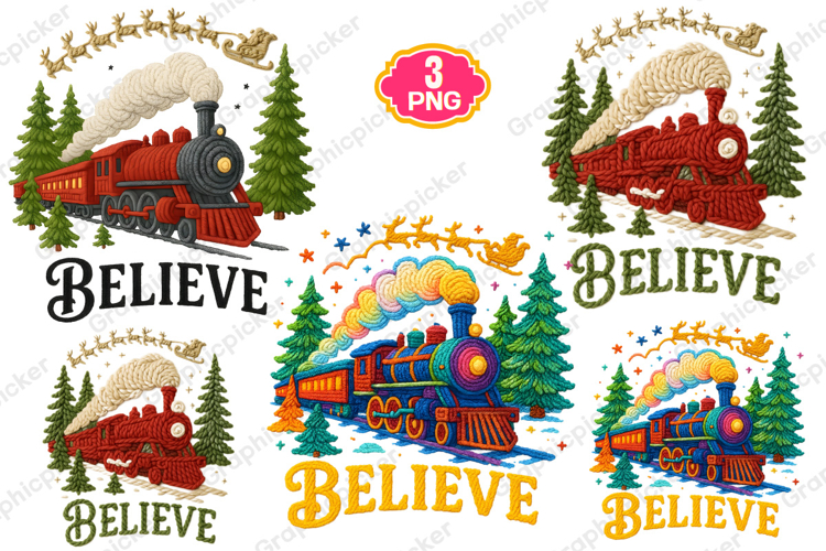 Believe North Pole Train Png, Faux Yarn Believe North Pole
