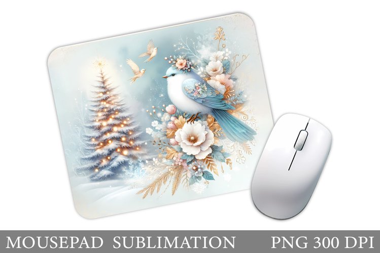 Christmas Bird Mouse Pad. Christmas Mouse Pad Sublimation example image 1