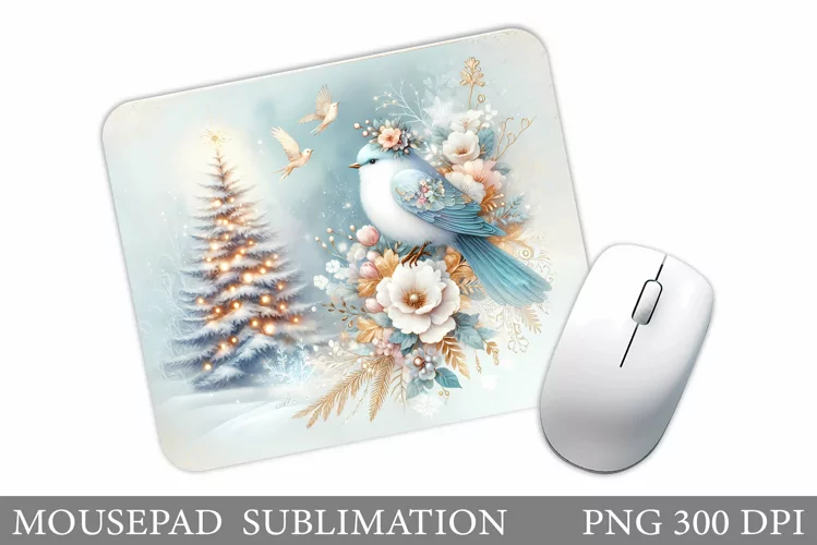 Christmas Bird Mouse Pad. Christmas Mouse Pad Sublimation
