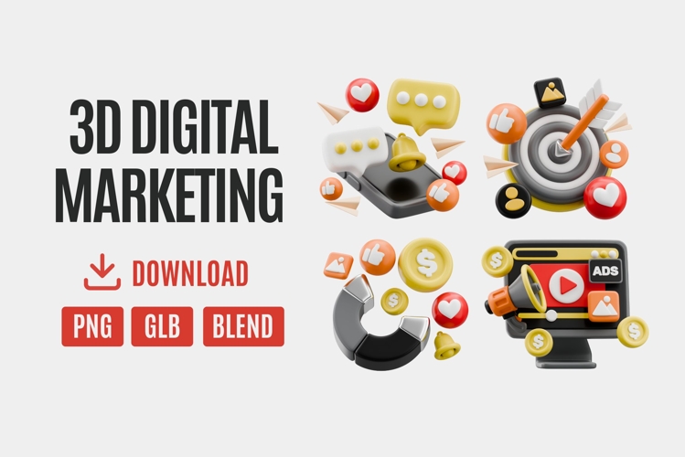3D Digital Marketing Icon Pack 05