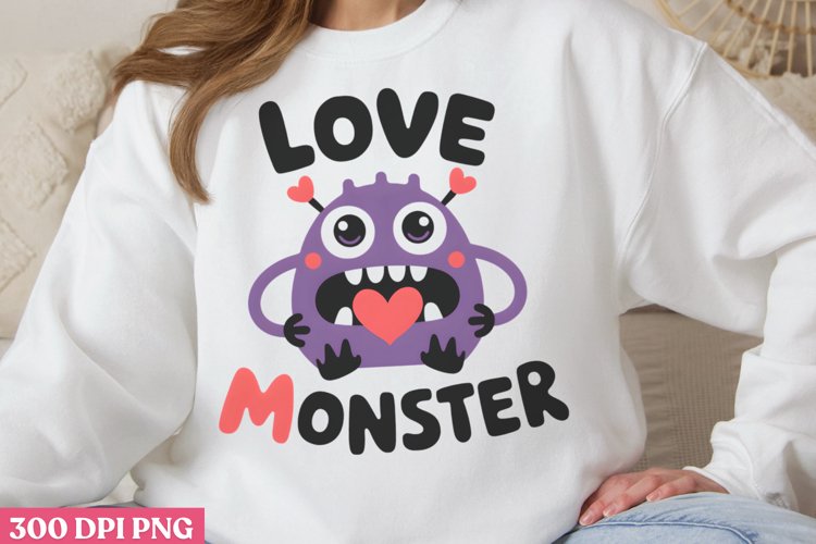 Love monster PNG,Cute Kids Valentines Day Retro PNG