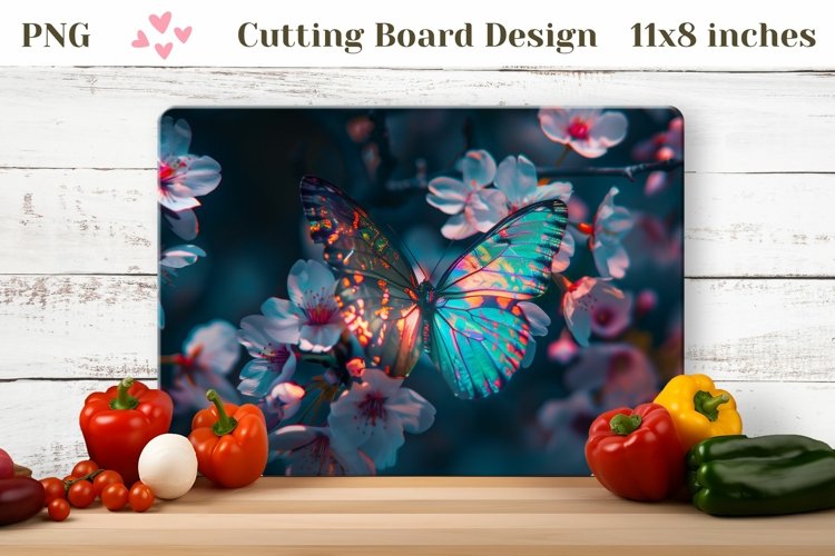 3D Butterfly Cutting Board, Flowers Cutting Board Template example image 1