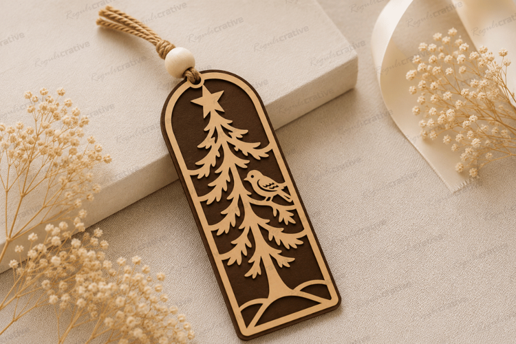Christmas Pine Forest Bookmark Laser Cut SVG File christmas