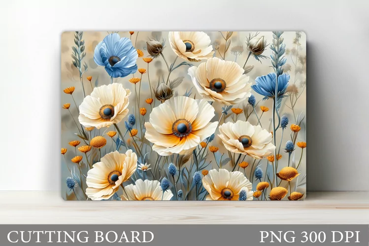 Wildflowers Cutting Board. Flowers Cutting Board Sublimation