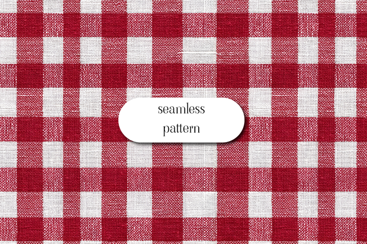 Classic red and white gingham seamless checkered pattern