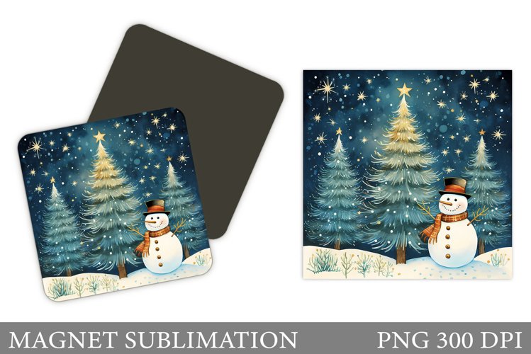 Snowman Magnet Sublimation. Christmas Square Magnet Design