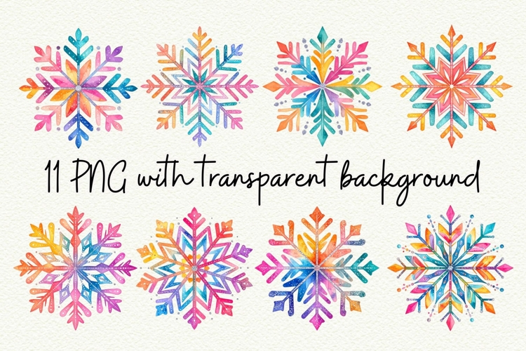 11 Disco Snowflakes Clipart Groovy Christmas PNG example image 1