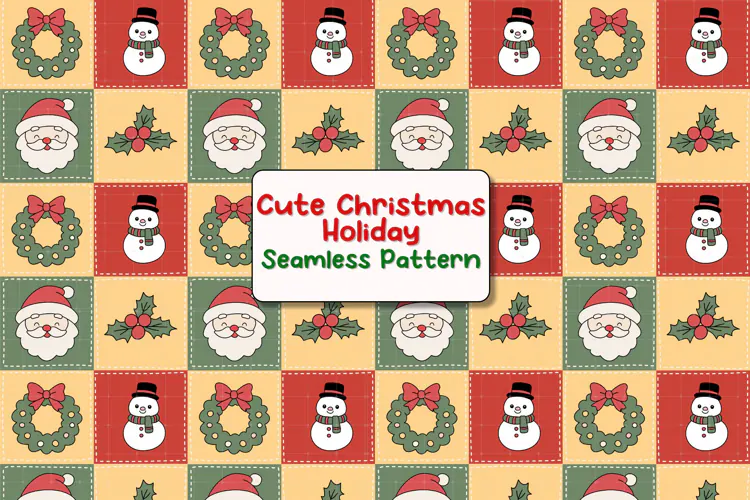 Retro Christmas patchwork pattern