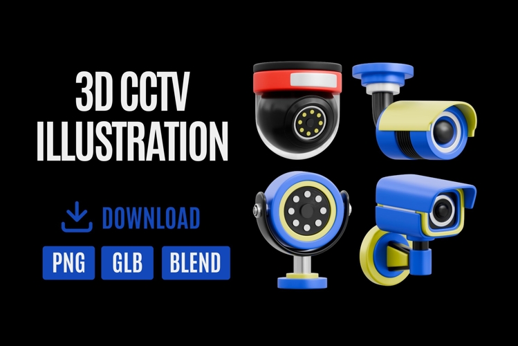 3D Icon CCTV & Security Camera Set 05
