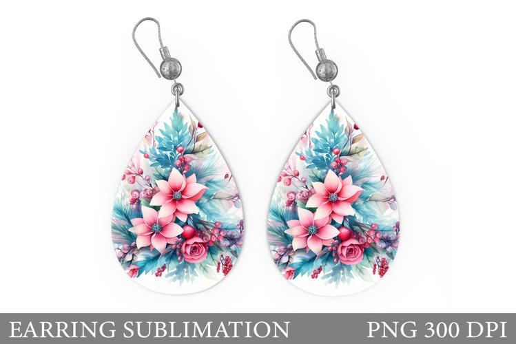 Christmas Flowers Earring. Poinsettia Earring Sublimation