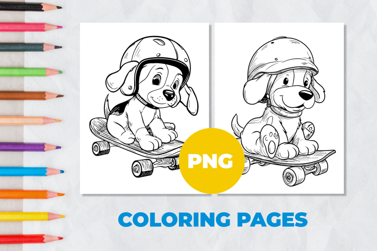 puppy on a skateboard Coloring Pages | Coloring book