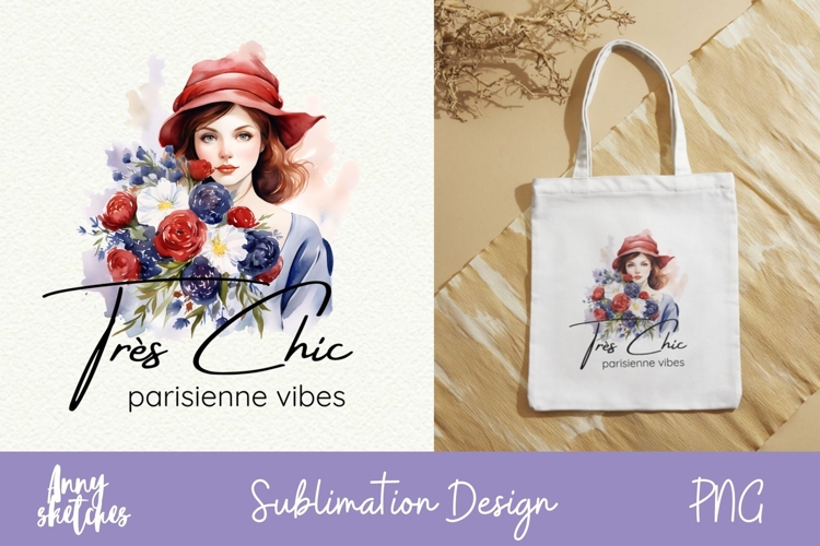 French Girl Sublimation Design French Clipart Paris PNG