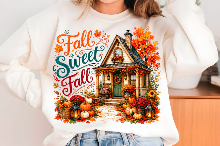 Fall Sweet Fall Cottage PNG Cozy Autumn Sublimation