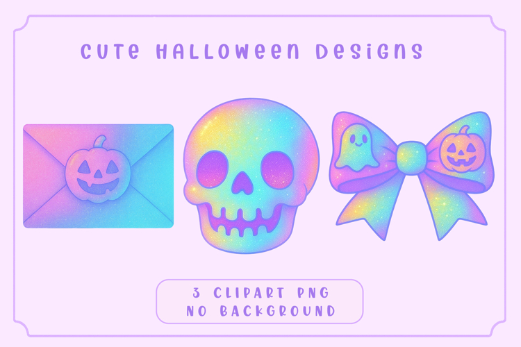 Cute Halloween Clipart PNG |Halloween Skull, Letter, Bow