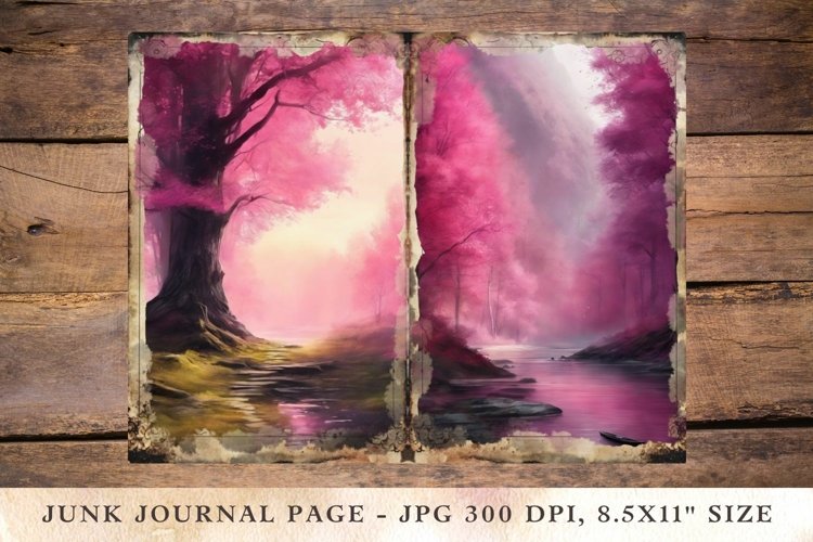 Printable Junk Journal pink fairy forest 5