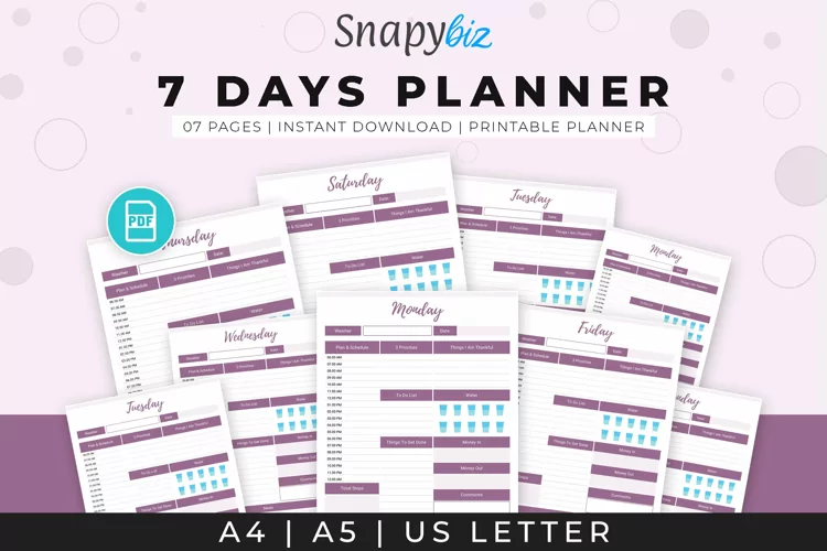 7 Day Planner- Digital Day Planner- Daily Planner Goodnotes
