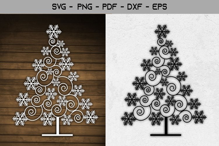 Christmas Tree For Paper Cut and Laser Template SVG Design
