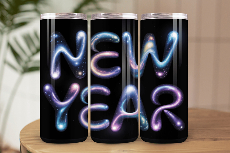 Festive Happy New Year Tumbler Wrap 2026: 20oz Skinny Tumble