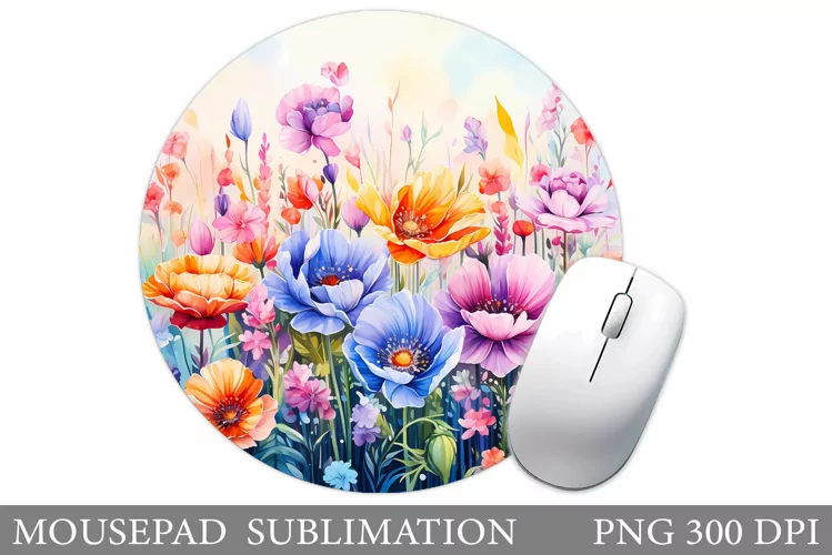 Wildflowers Mouse Pad Design. Flowers Mouse Pad Sublimation